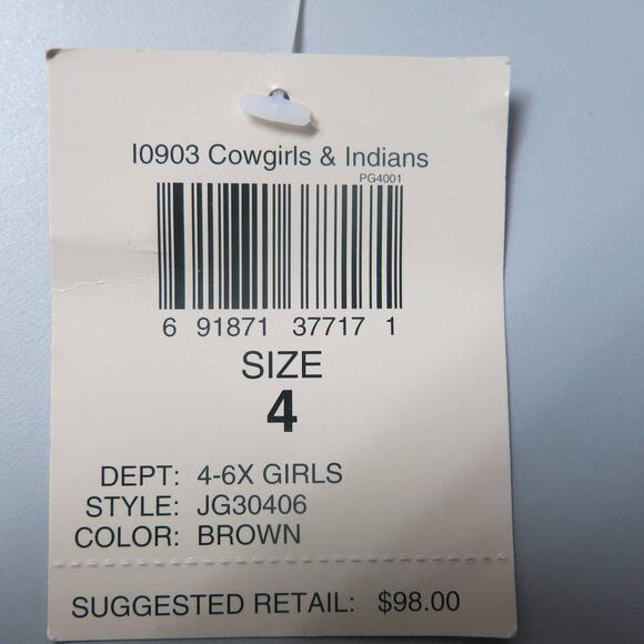 VINTAGE GUESS *NWT* Leather Jacket Size 4 Girl Cowgirls Western Button Brown Y2K - Picture 7 of 7